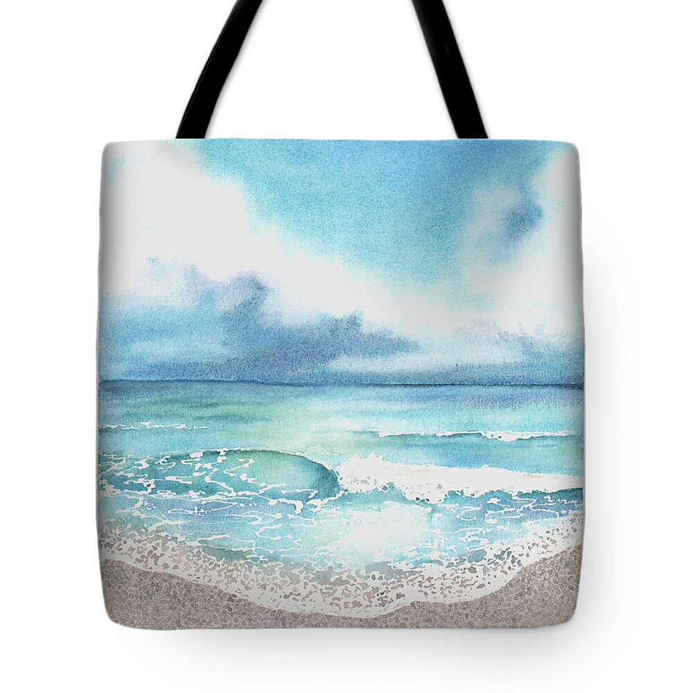 Beach Tote Bag featuring the painting Beach of Tranquility by Hilda Wagner