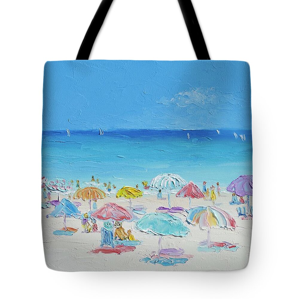 Beach Tote Bag featuring the painting Beach Painting - Summer Paradise by Jan Matson
