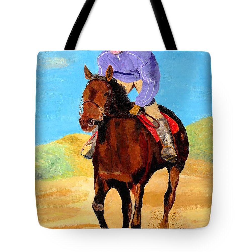 Horse Tote Bag featuring the painting Beach Rider by Rodney Campbell
