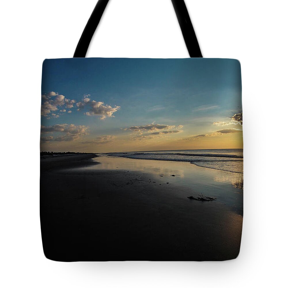 Georgia Tote Bag featuring the photograph Beach Sunrise at Jekyll Island by Louis Dallara