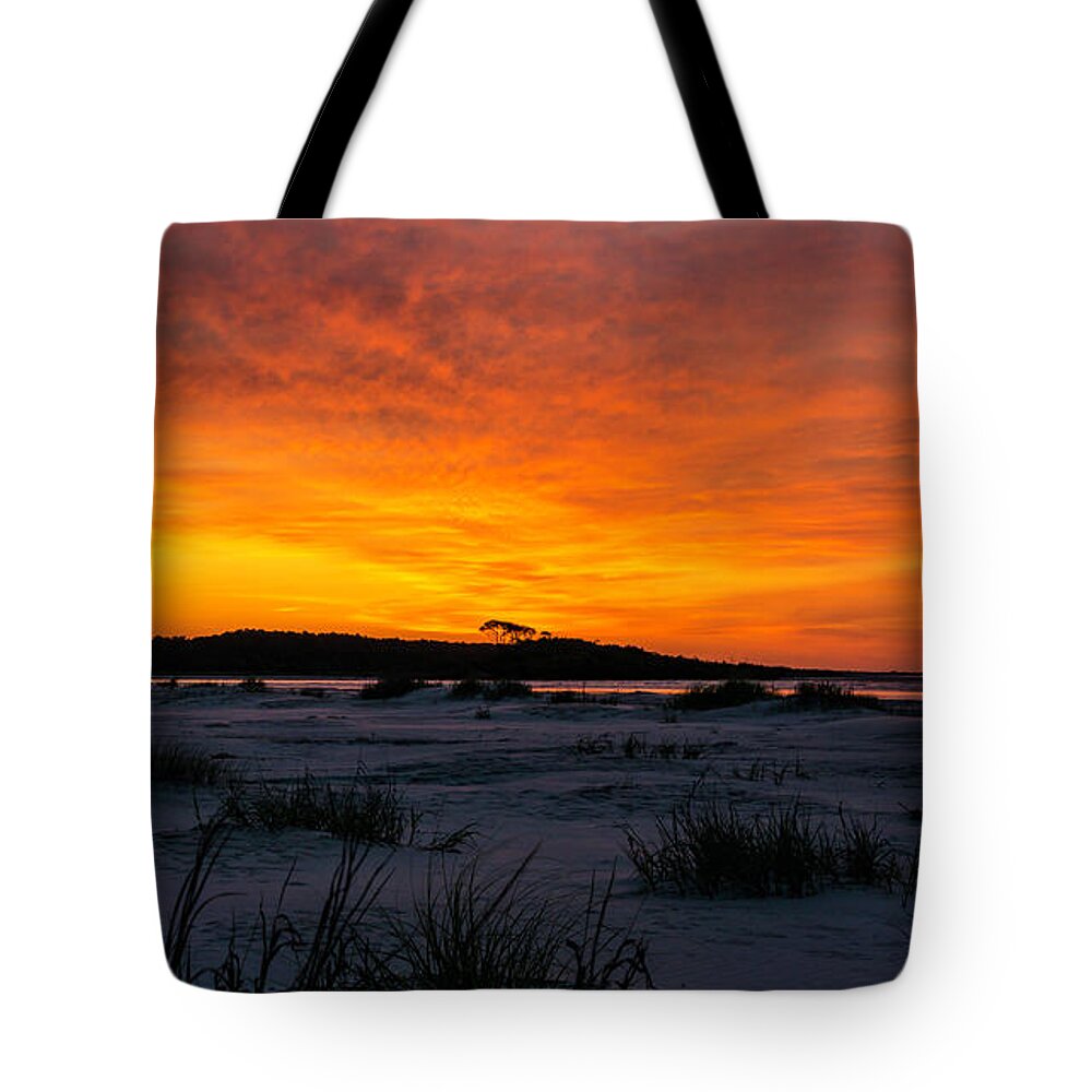 Sunrise Tote Bag featuring the photograph Beach Sunrise Cherry Grove Point by David Smith