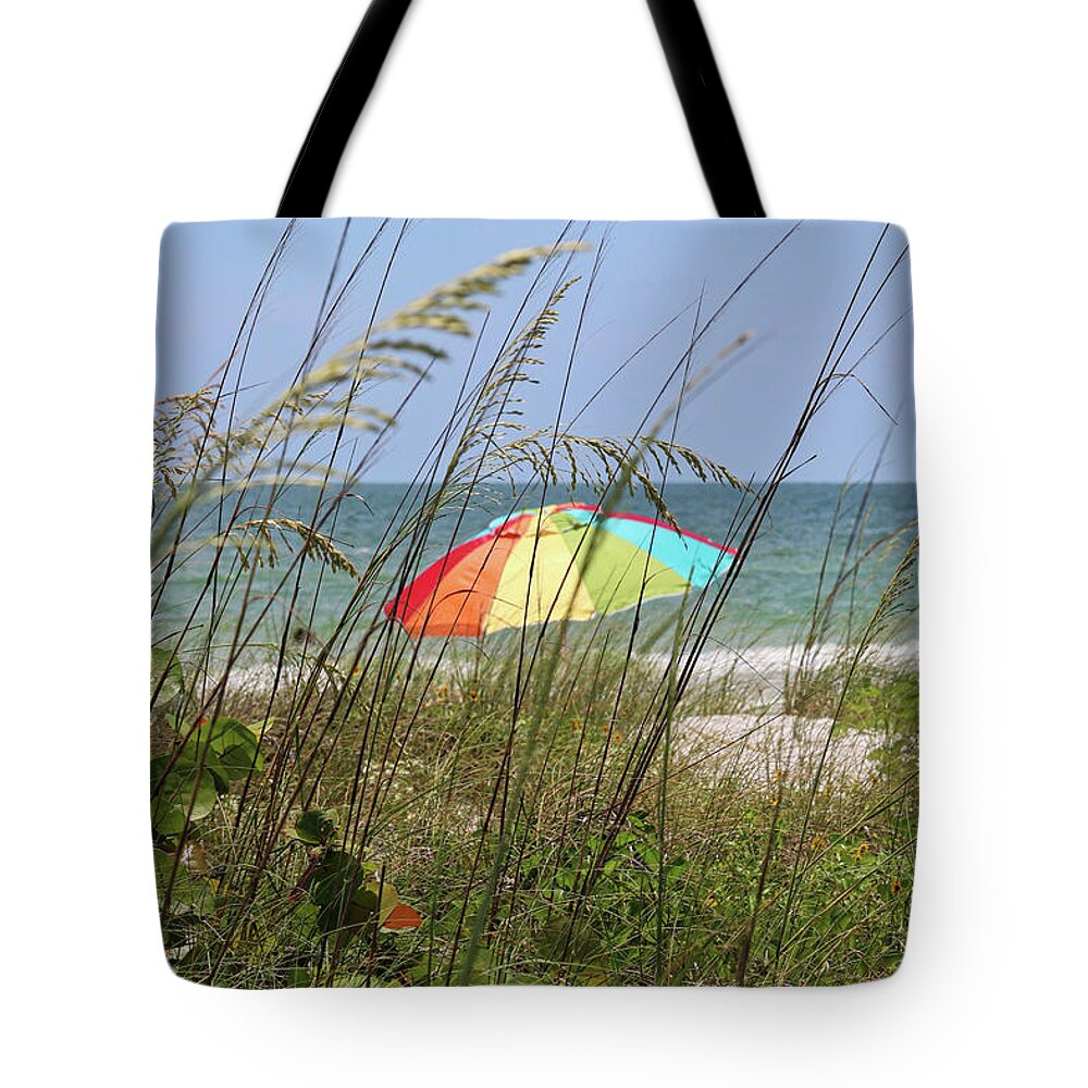 Beach Umbrella Tote Bag featuring the photograph Beach Umbrella by Carol Groenen