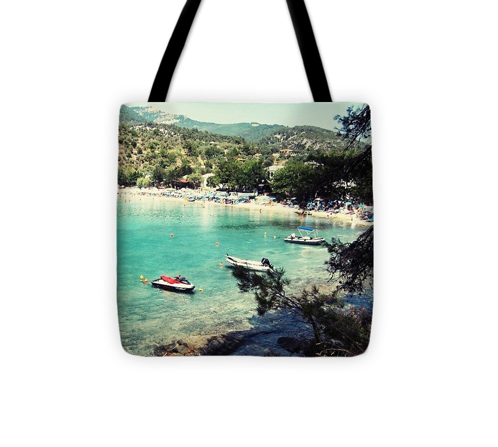 Thassos Tote Bag featuring the photograph #beachlife #alikibeach #lagoon by Sreten Savic