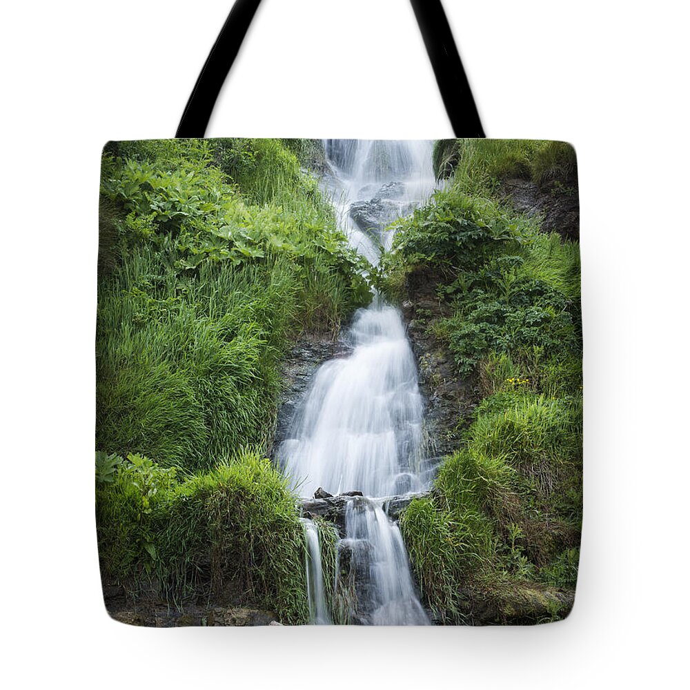 Beach Tote Bag featuring the photograph Beachside Waterfall by Robert Potts