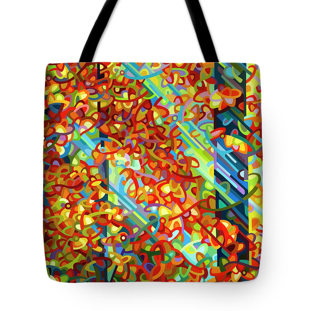Forest Tote Bag featuring the painting Beaming by Mandy Budan