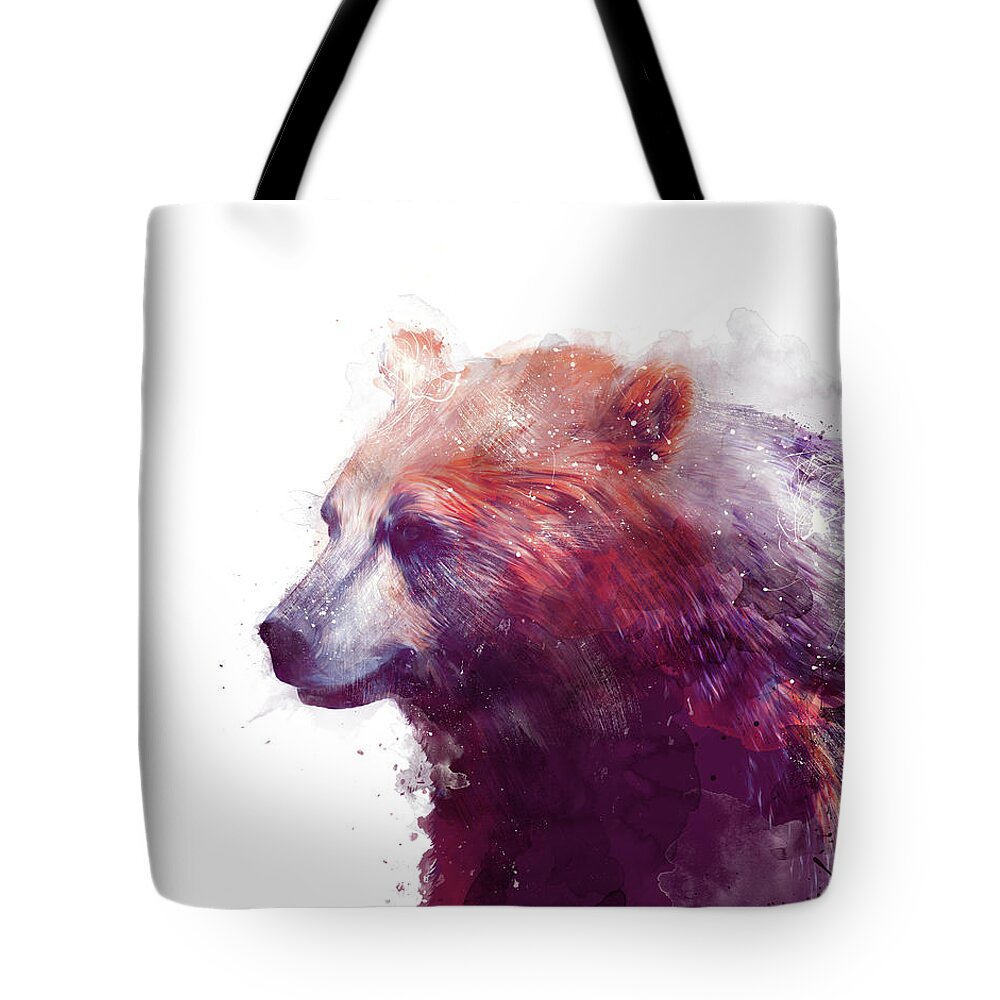 Bear Tote Bag featuring the painting Bear // Calm - Right // White Background by Amy Hamilton