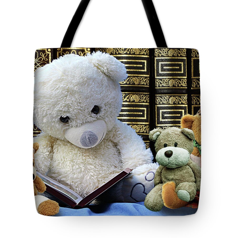 Bear Tote Bag featuring the photograph Bear Time Stories by John Haldane