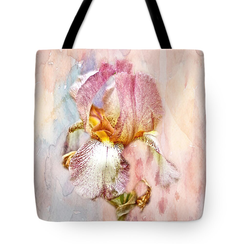 Iris Tote Bag featuring the photograph Bearded Iris in Pastels by Carol Senske