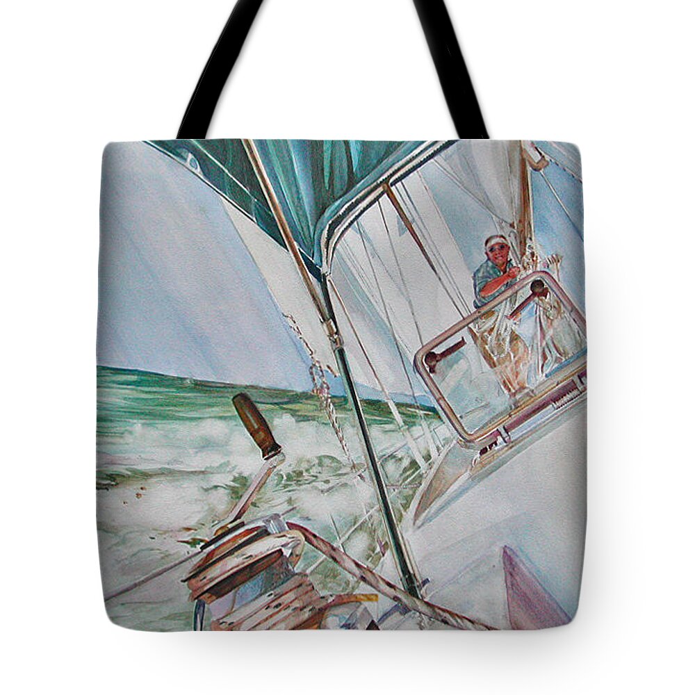 Sailing Tote Bag featuring the painting Beating Windward by P Anthony Visco