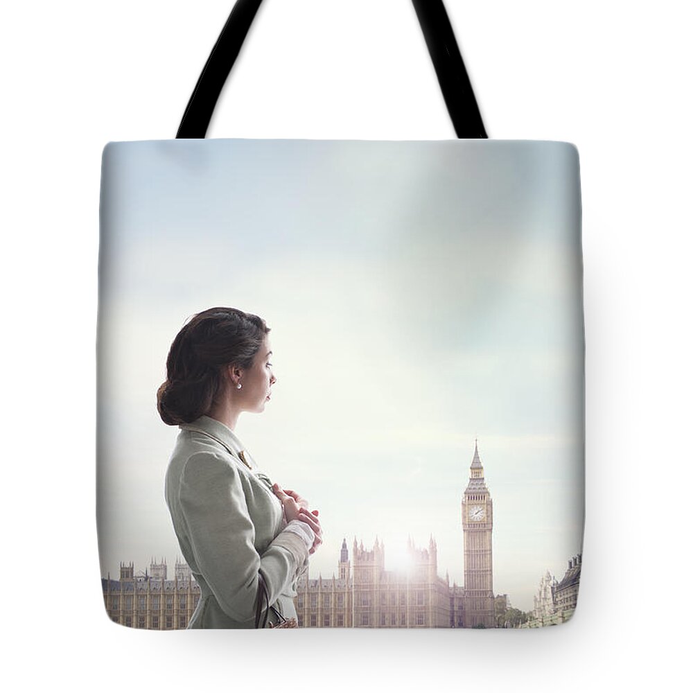 1940's Tote Bag featuring the photograph Beautiful 1940s Woman London by Lee Avison
