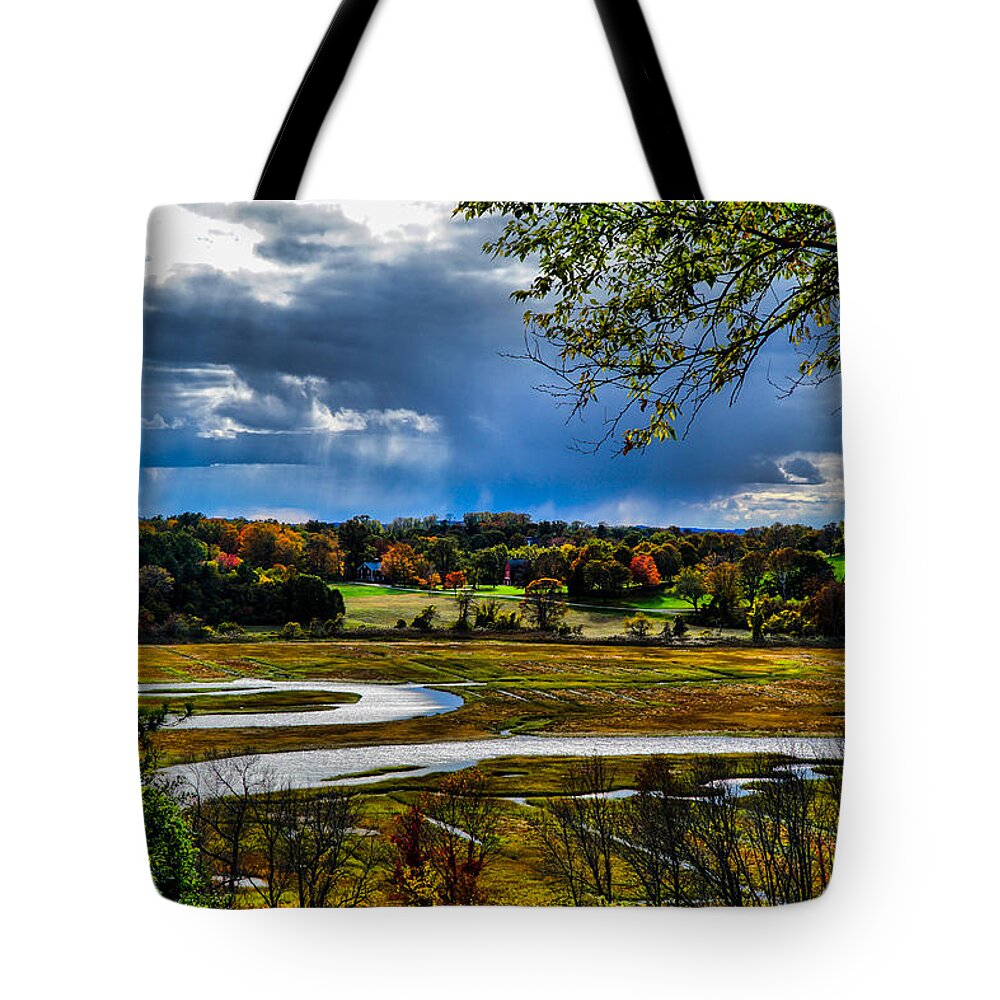 Landscape Tote Bag featuring the photograph Beautiful Autumn evening by Lilia D