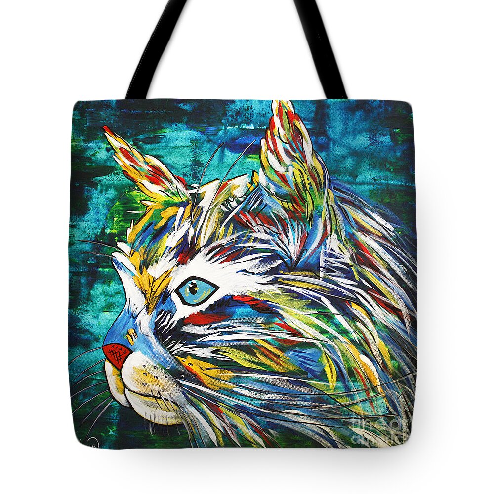 Cat Love Tote Bag featuring the painting Beautiful Cat by Kathleen Artist PRO
