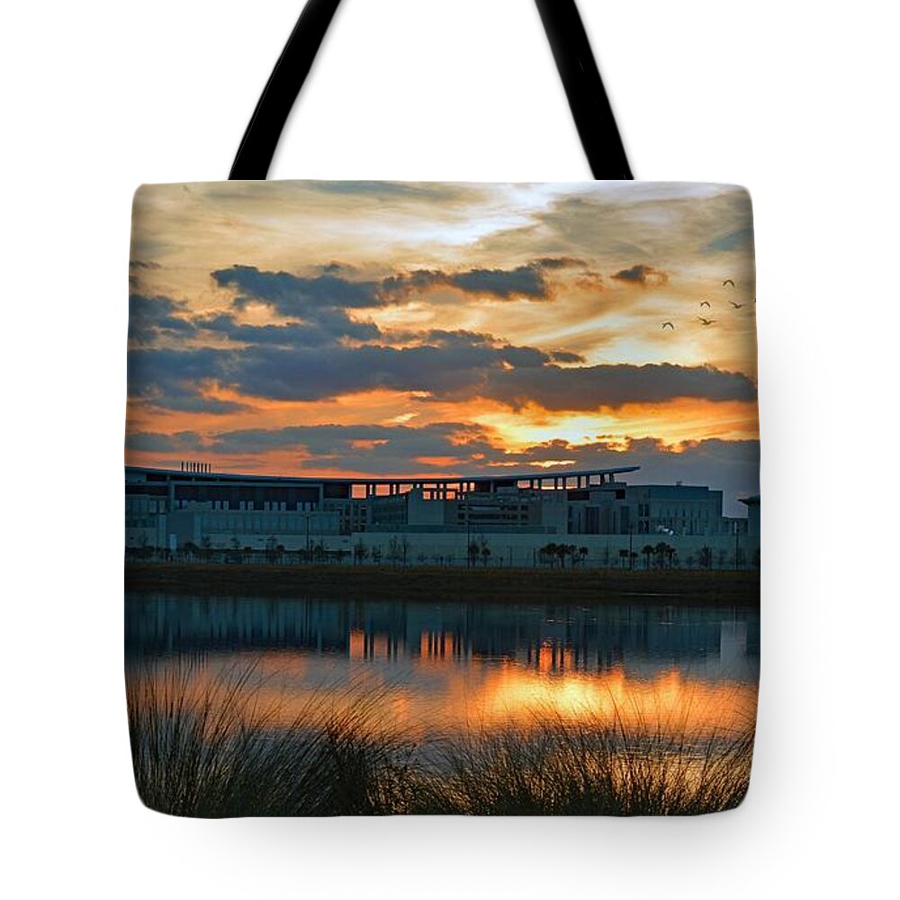 Sunset Tote Bag featuring the photograph After 5 by Carolyn Mickulas
