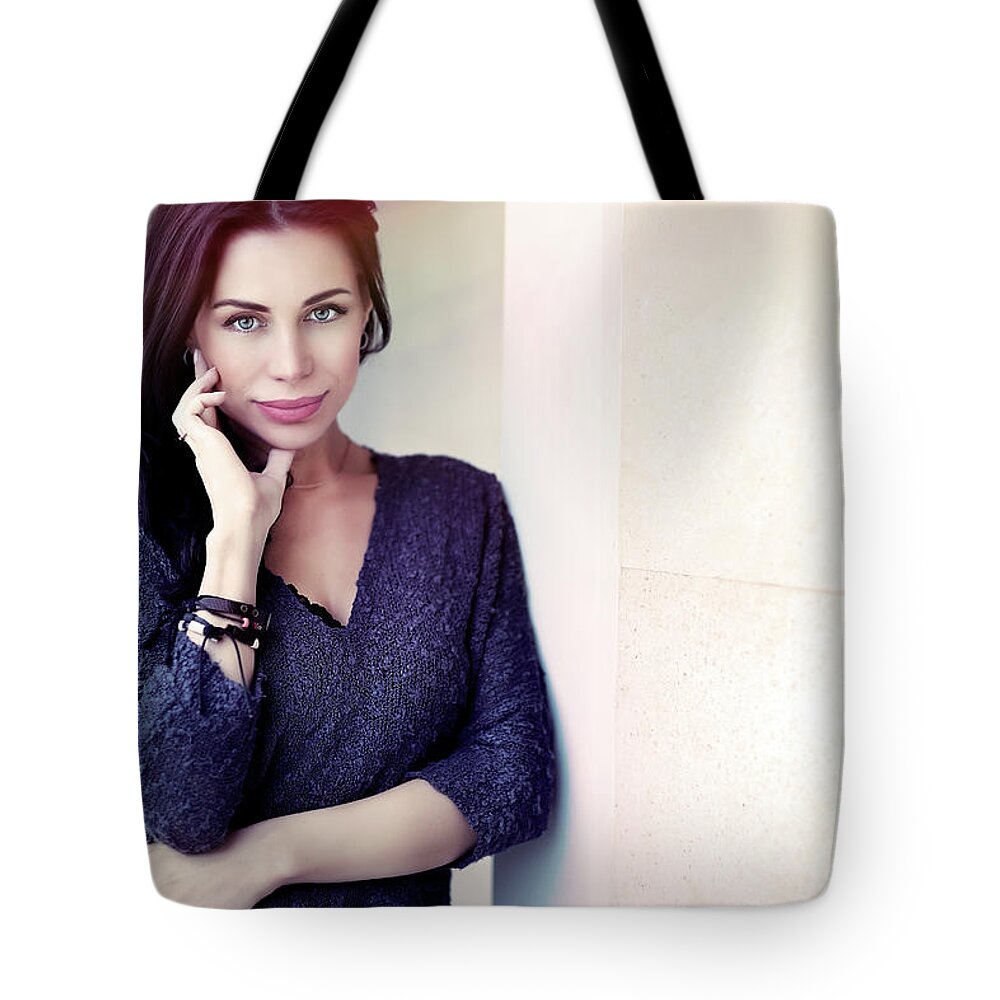 Adult Tote Bag featuring the photograph Beautiful gentle woman by Anna Om