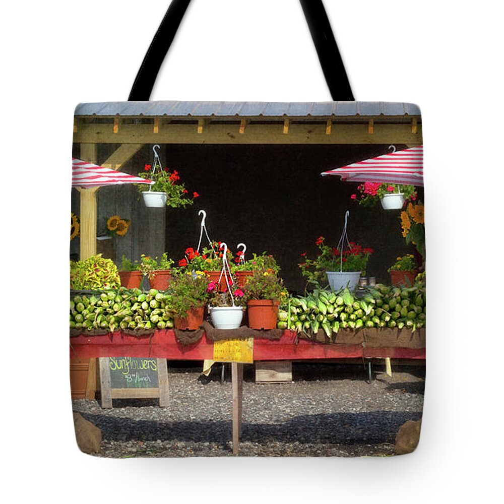 Farm Stand Tote Bag featuring the photograph Beautiful Long Island Farm Stand by Ann Jacobson
