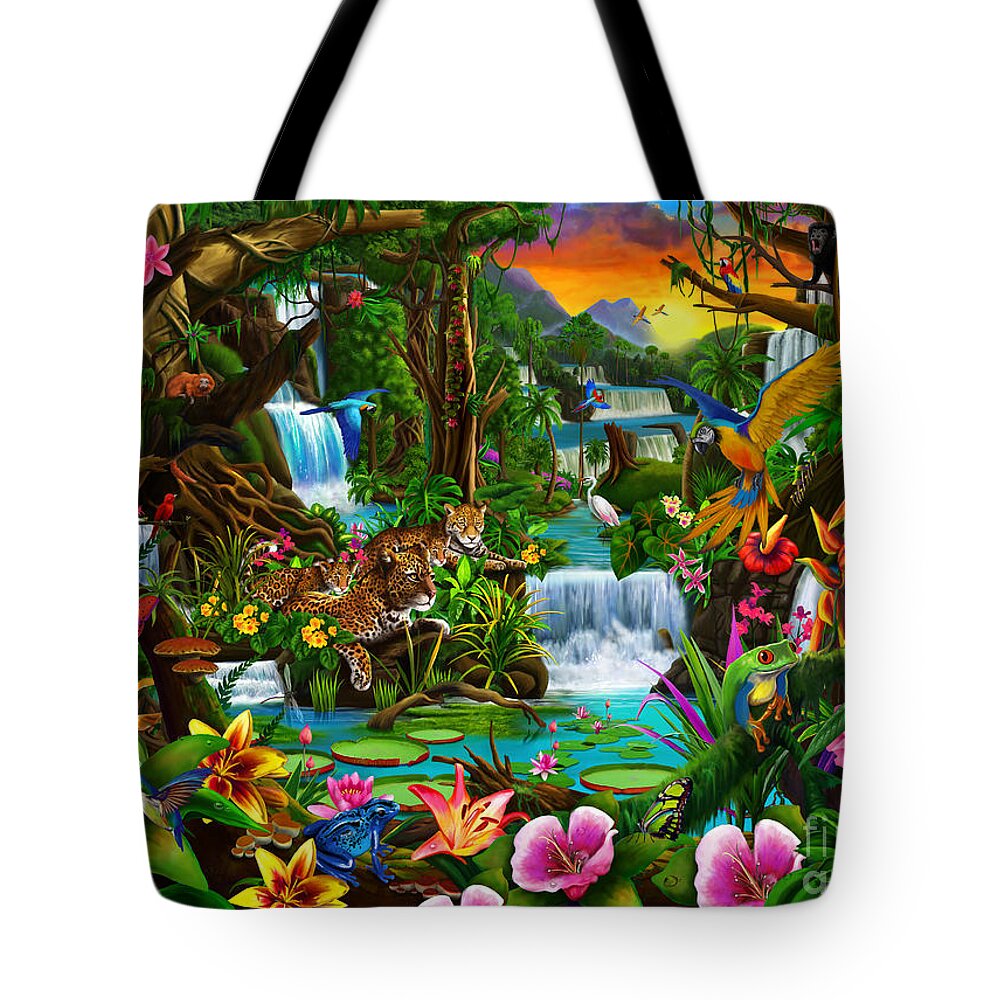 Jungle Tote Bag featuring the digital art Beautiful Rainforest by MGL Meiklejohn Graphics Licensing
