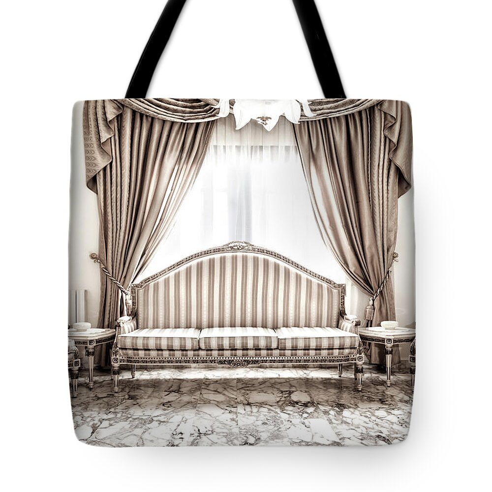 Amazing Tote Bag featuring the photograph Beautiful retro interior design by Anna Om