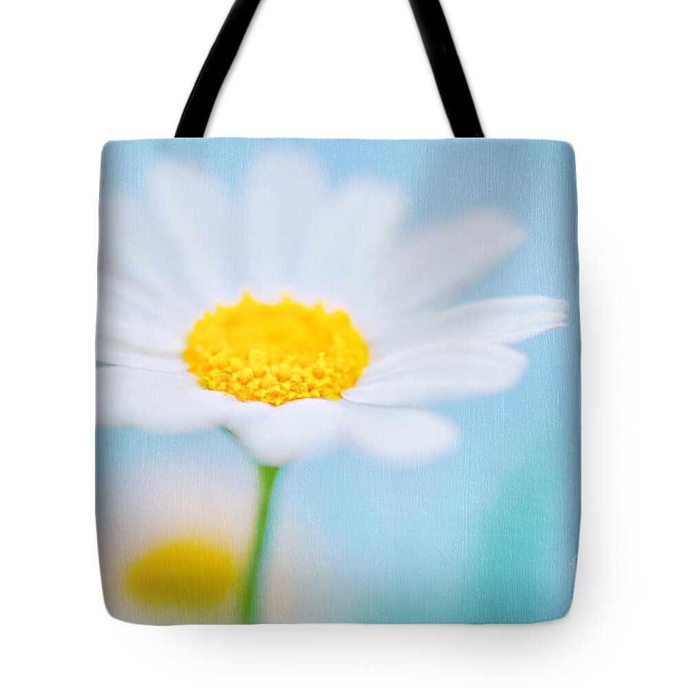 Background Tote Bag featuring the photograph Beautiful textured background of a daisy flower by Anna Om