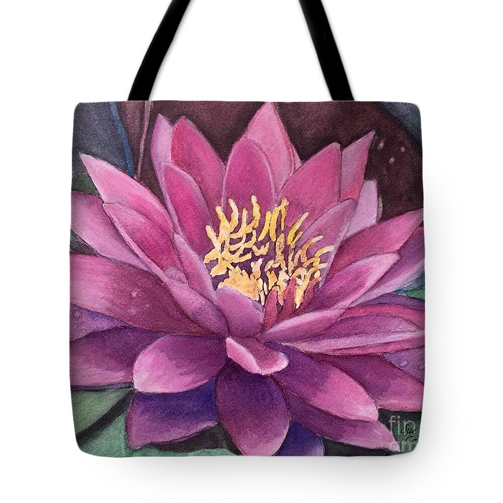Flower Tote Bag featuring the painting Beautiful Water Lily by Sue Carmony