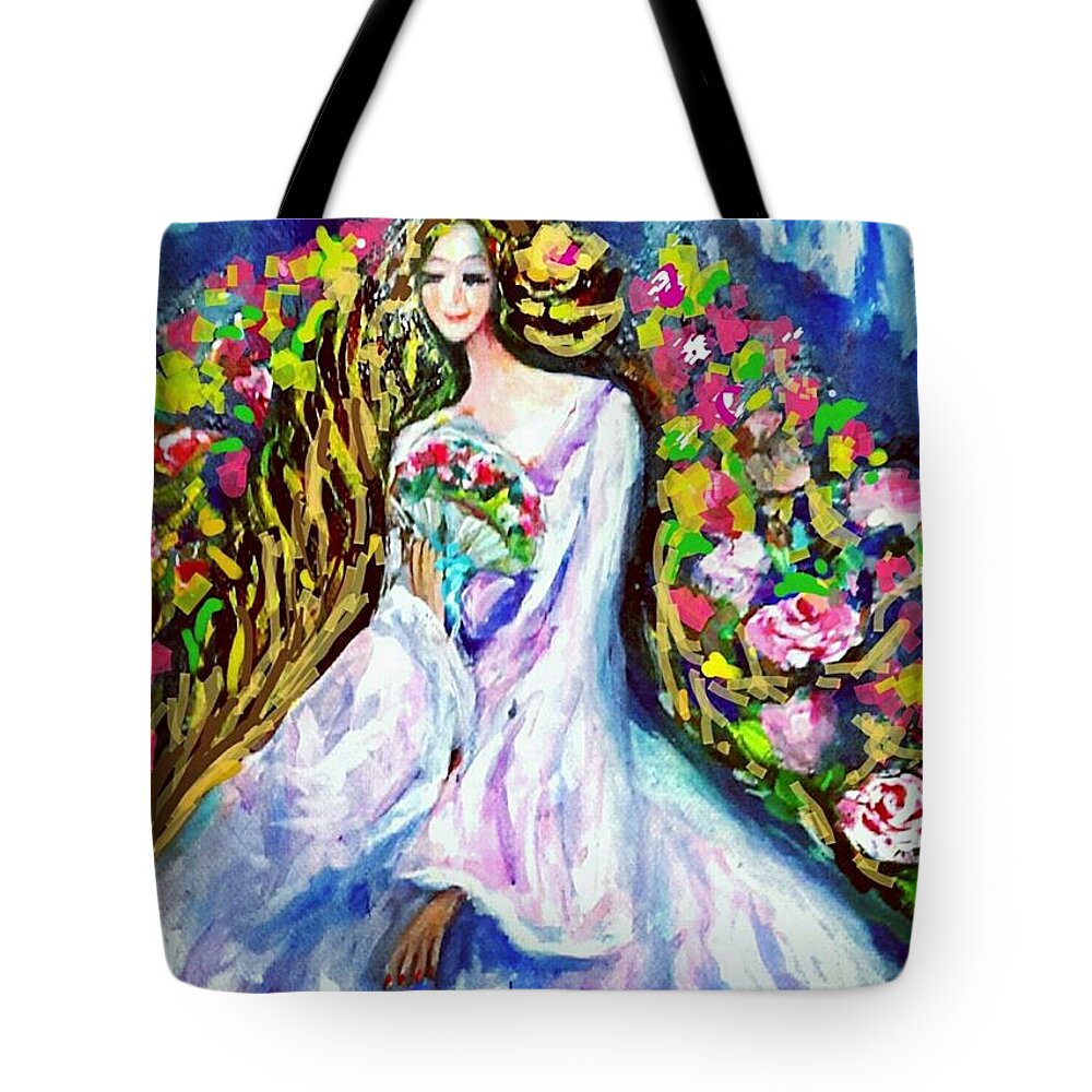  Tote Bag featuring the painting Beautiful world by Wanvisa Klawklean