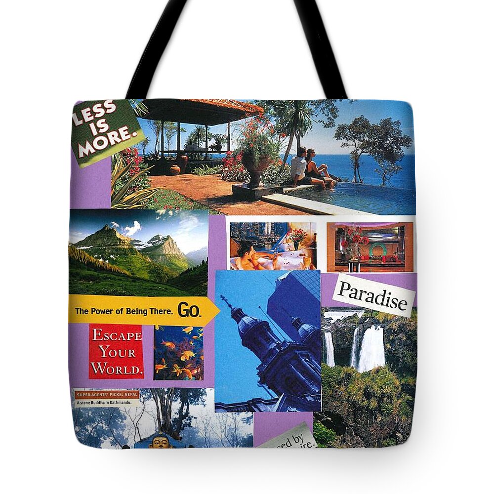 Collage Art Tote Bag featuring the mixed media Beauty All Around by Susan Schanerman