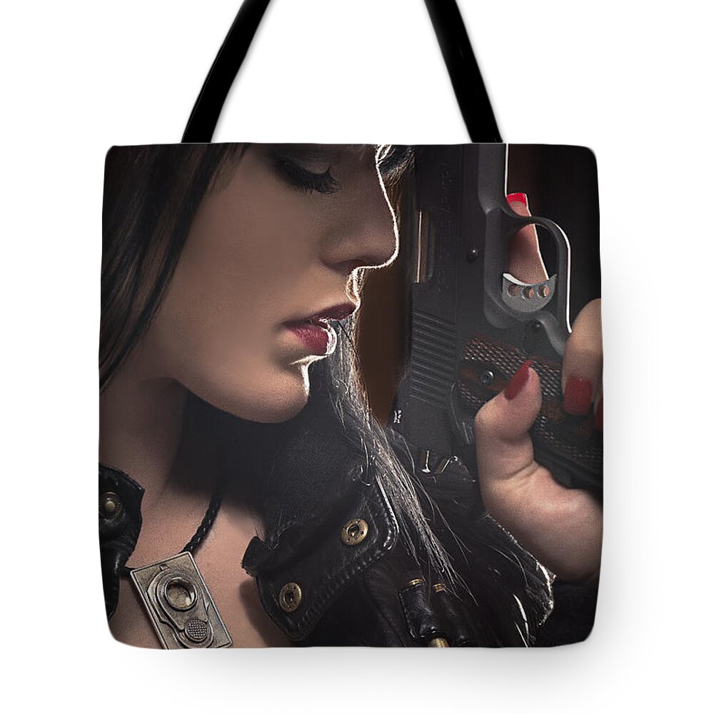Girl Tote Bag featuring the photograph Beauty and the Beast by David Bazabal Studios