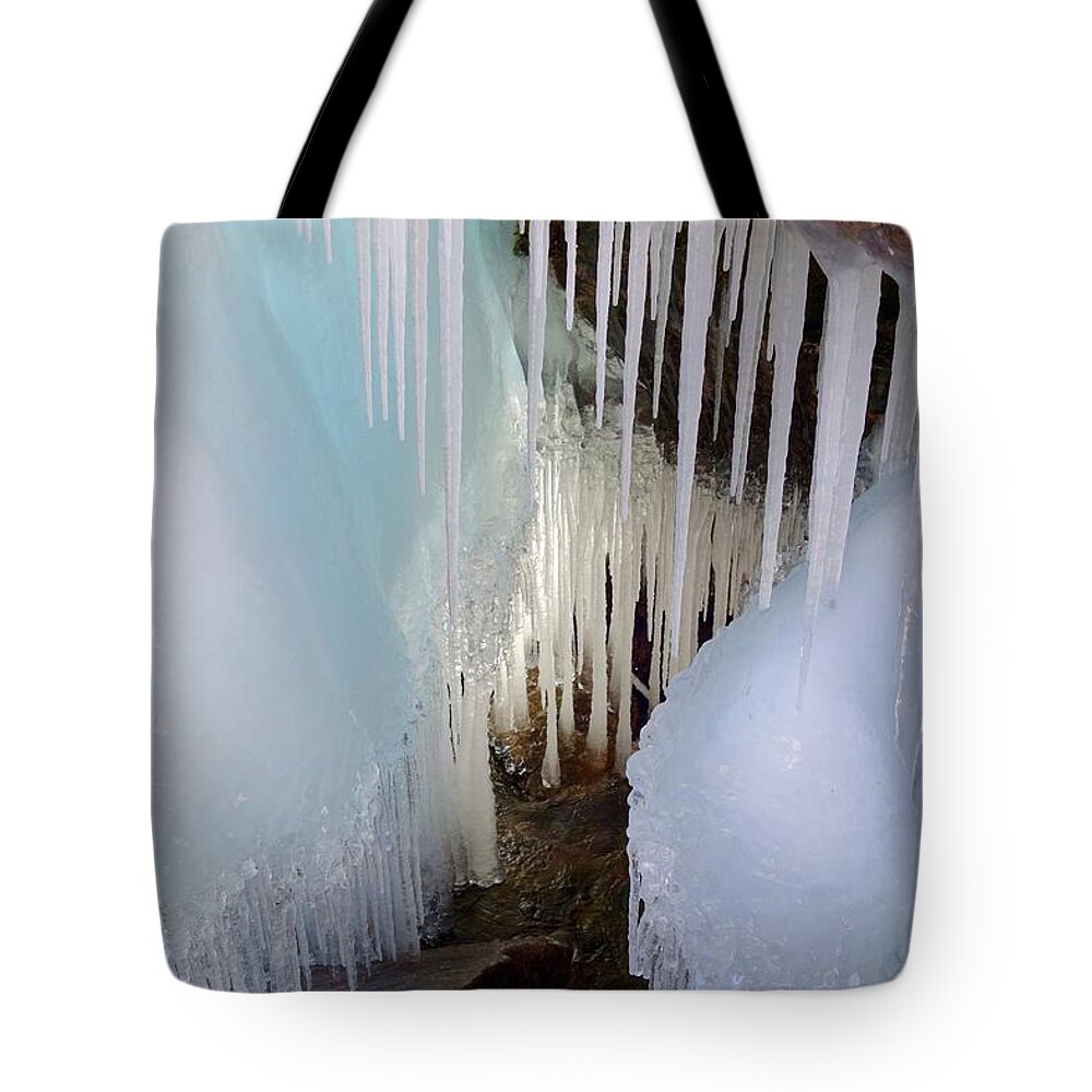 Ice Tote Bag featuring the photograph Beauty in the Ice by Sandra Updyke