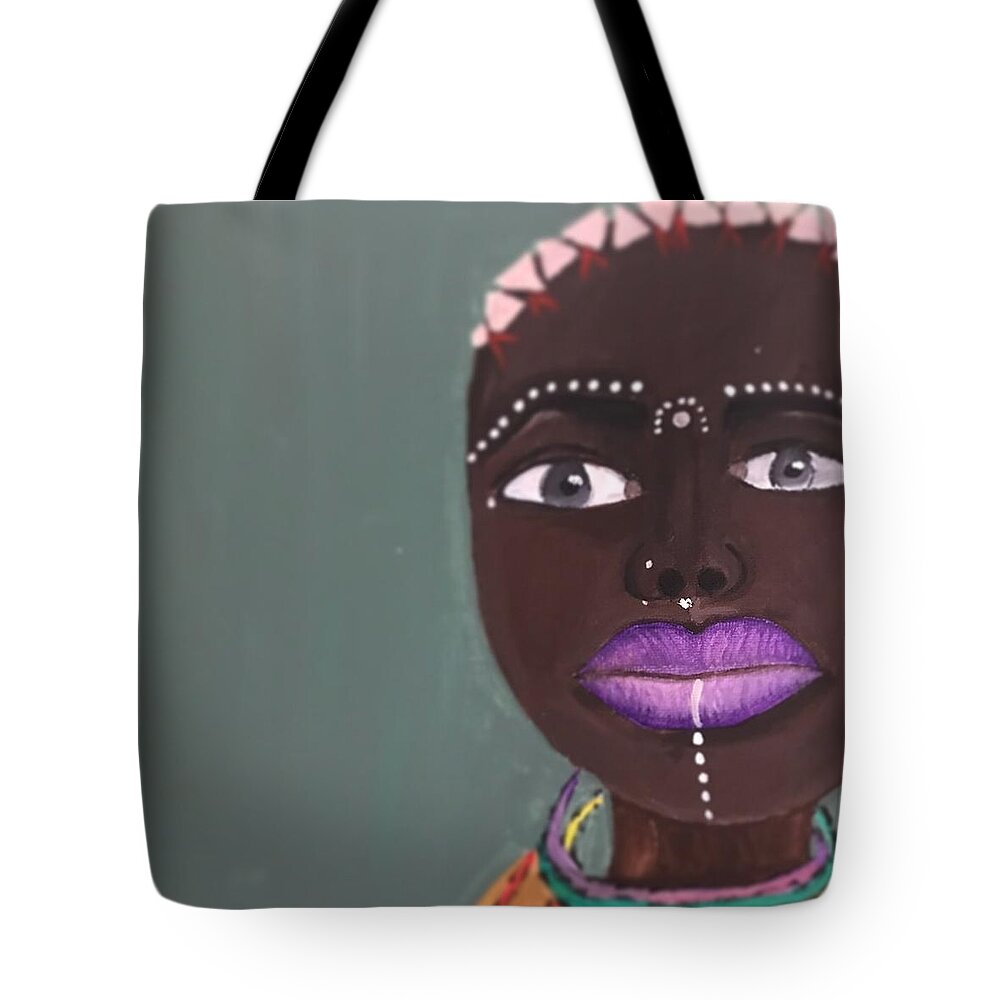 African Women Tote Bag featuring the painting Beauty by NiKita Hill