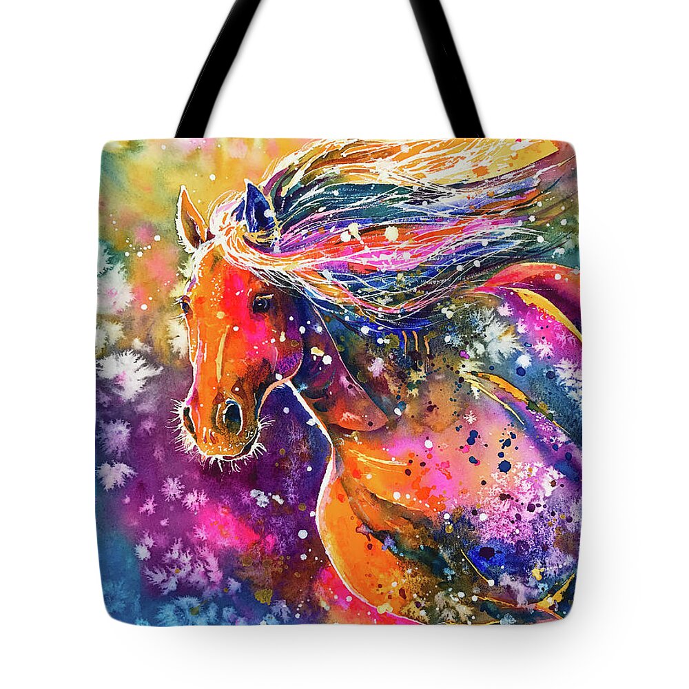 Horse Tote Bag featuring the painting Beauty of the Prairie by Zaira Dzhaubaeva
