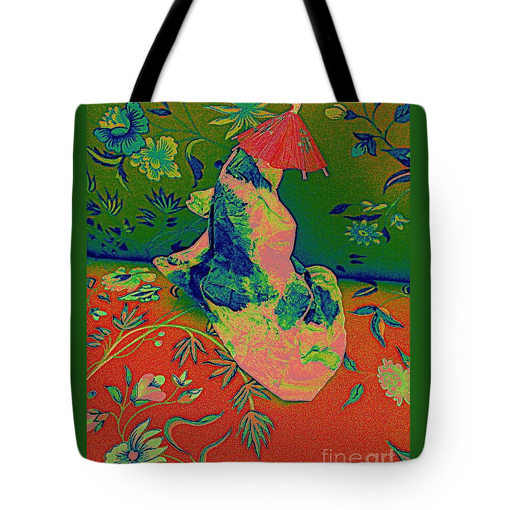 Mixed Media Tote Bag featuring the mixed media Beauty with Umbrella by Nancy Kane Chapman