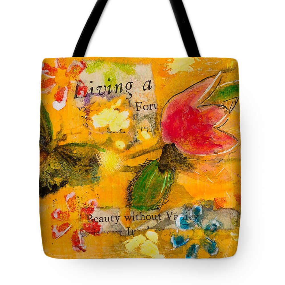 Butterfly Tote Bag featuring the mixed media Beauty Without Vanity by Dawn Boswell Burke