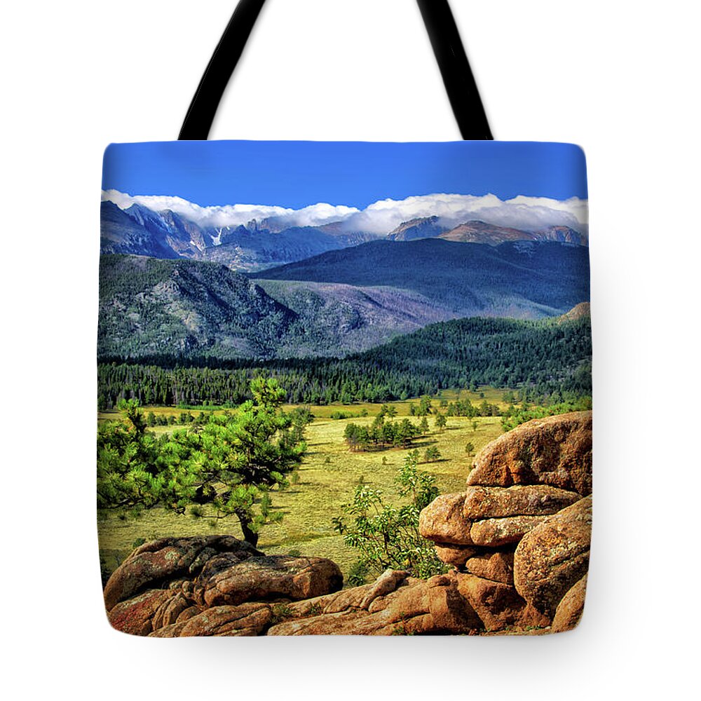 Beaver Meadows In Rocky Mountain National Park Tote Bag featuring the photograph Beaver Meadows in Rocky Mountain National Park by Carolyn Derstine