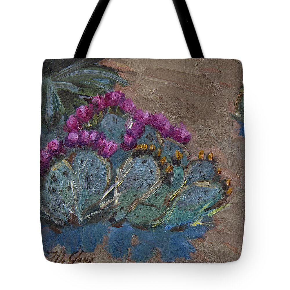 Cactus Tote Bag featuring the painting Beavertail Cactus by Diane McClary
