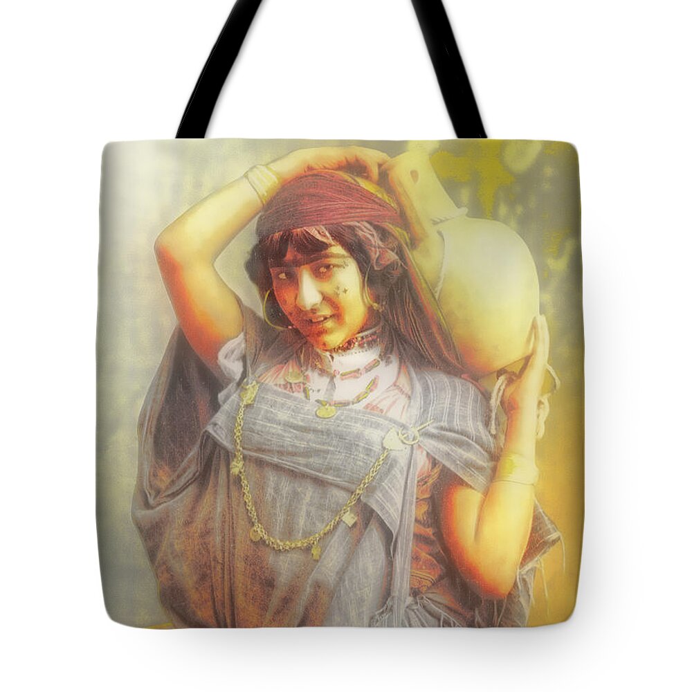 Water Tote Bag featuring the photograph Bedouine Water Carrier by Jack Torcello