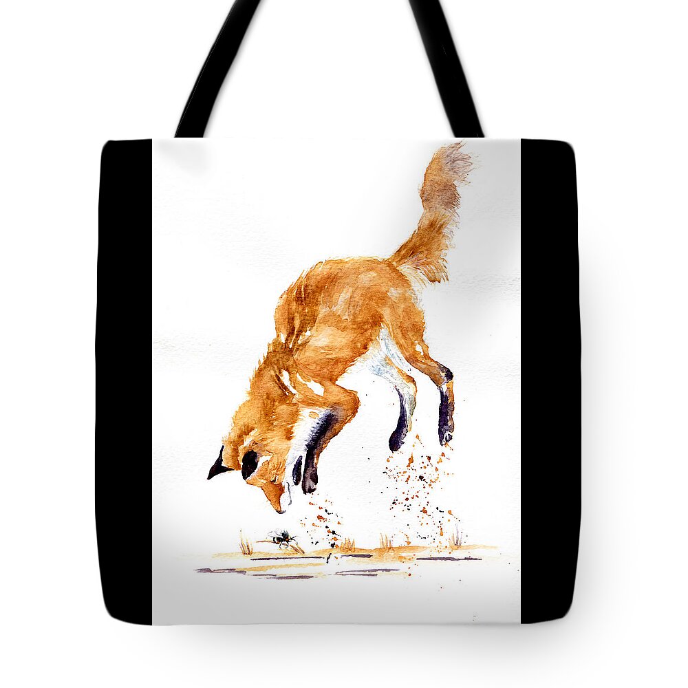 Fox Tote Bag featuring the painting Bee Launched by Debra Hall
