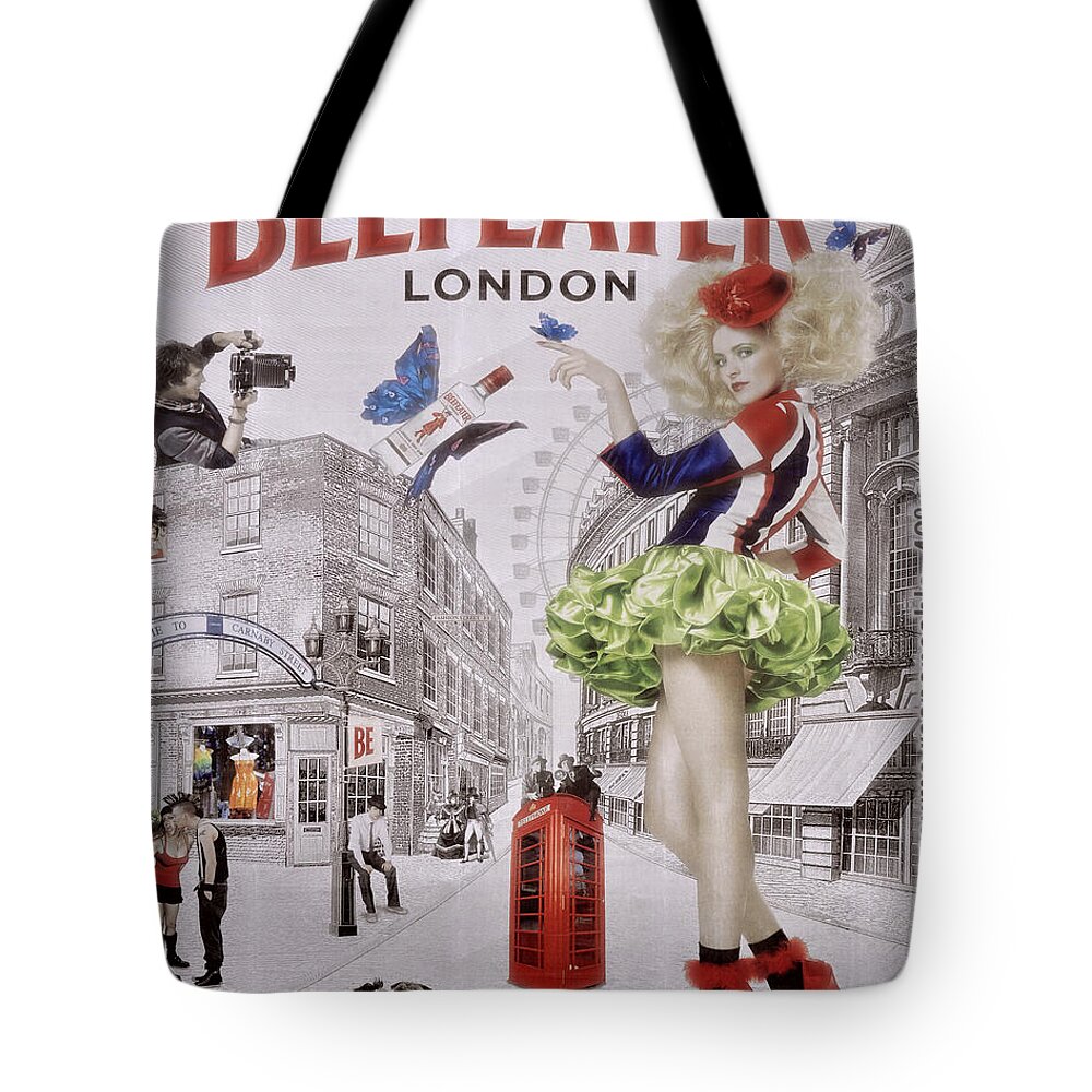Billboard Tote Bag featuring the photograph Beefeater Gin by Mary Machare