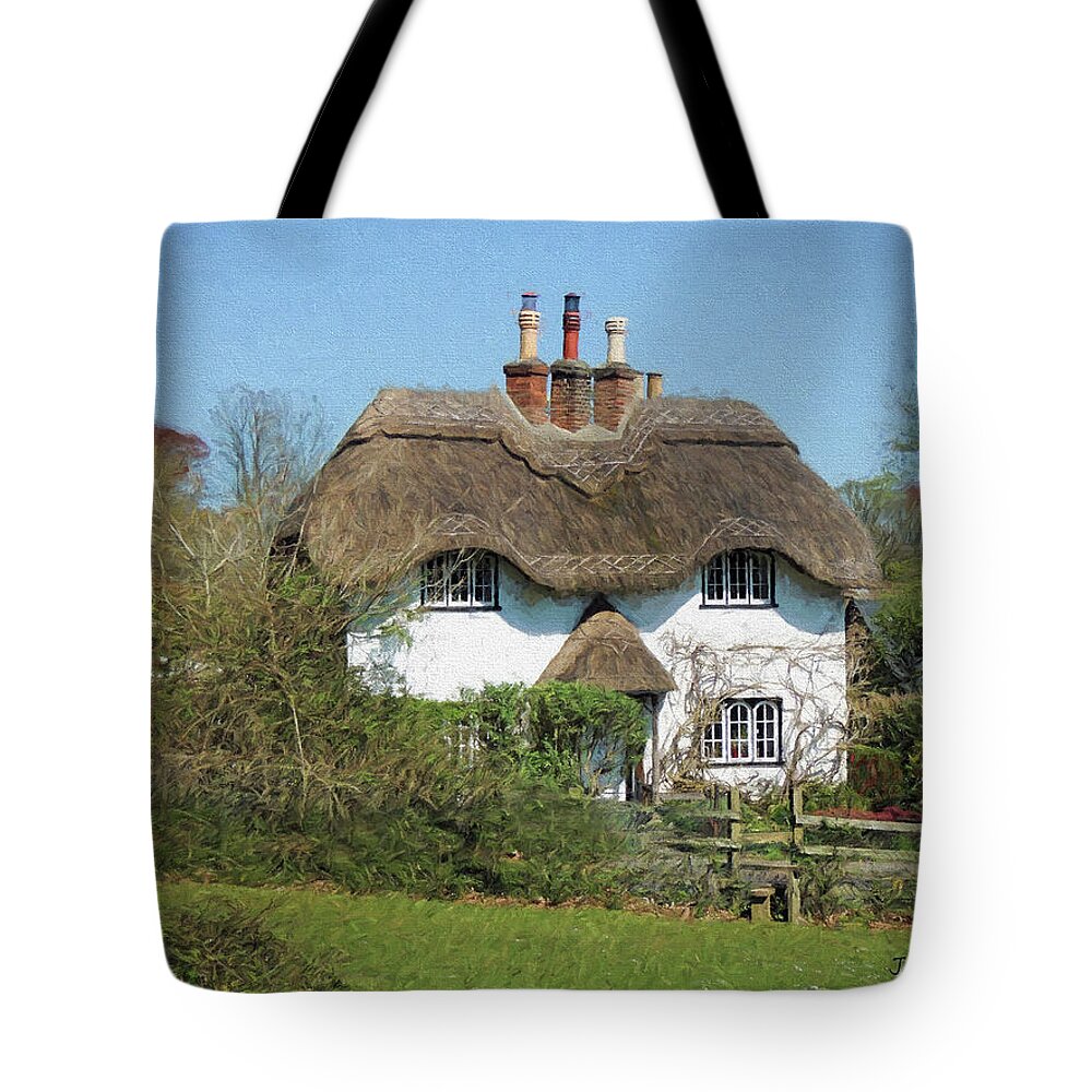 Thatched Cottage Tote Bag featuring the digital art Beehive Cottage by Jayne Wilson