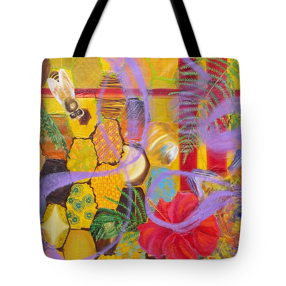 Bees Tote Bag featuring the painting Beehive Oil painting by Anne Cameron Cutri