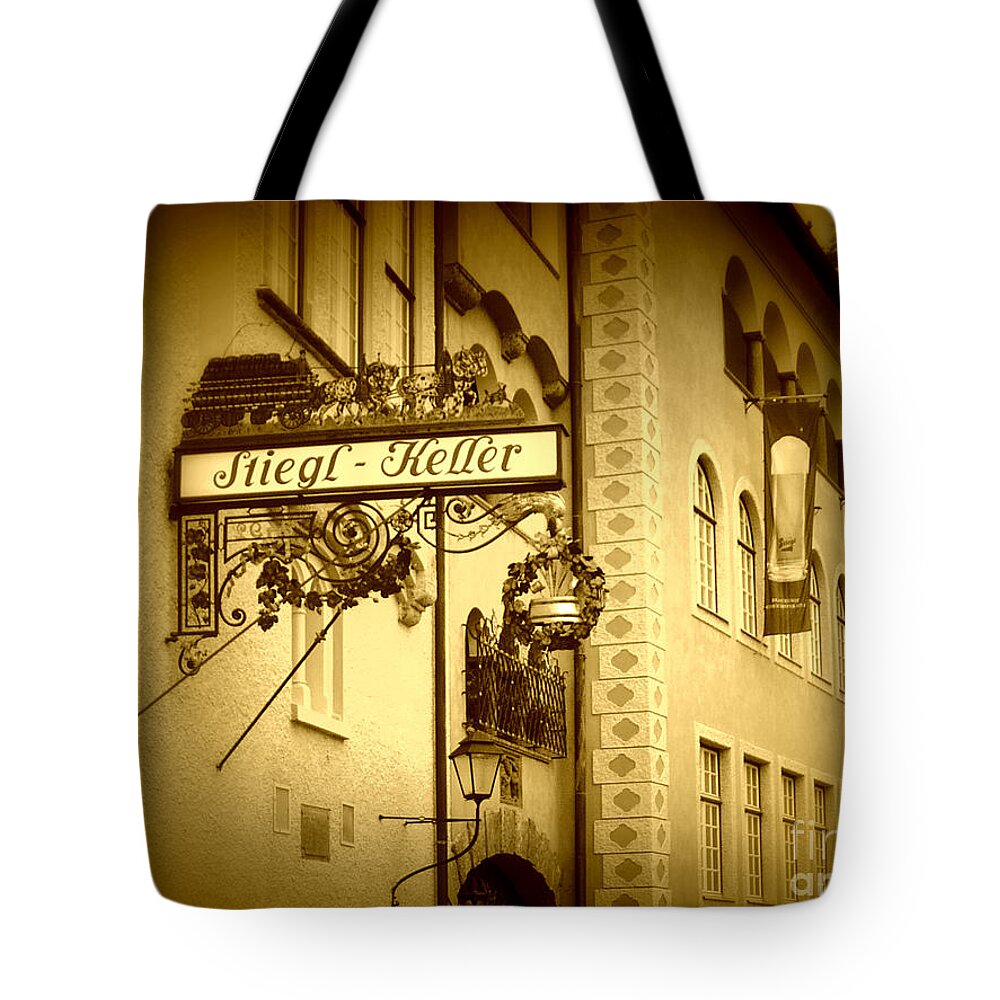 Beer Hall Tote Bag featuring the photograph Beer Cellar in Salzburg by Carol Groenen