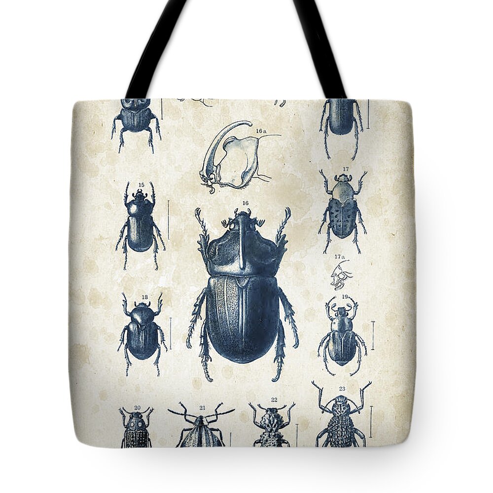 Beetle Tote Bag featuring the digital art Beetles - 1897 - 02 by Aged Pixel