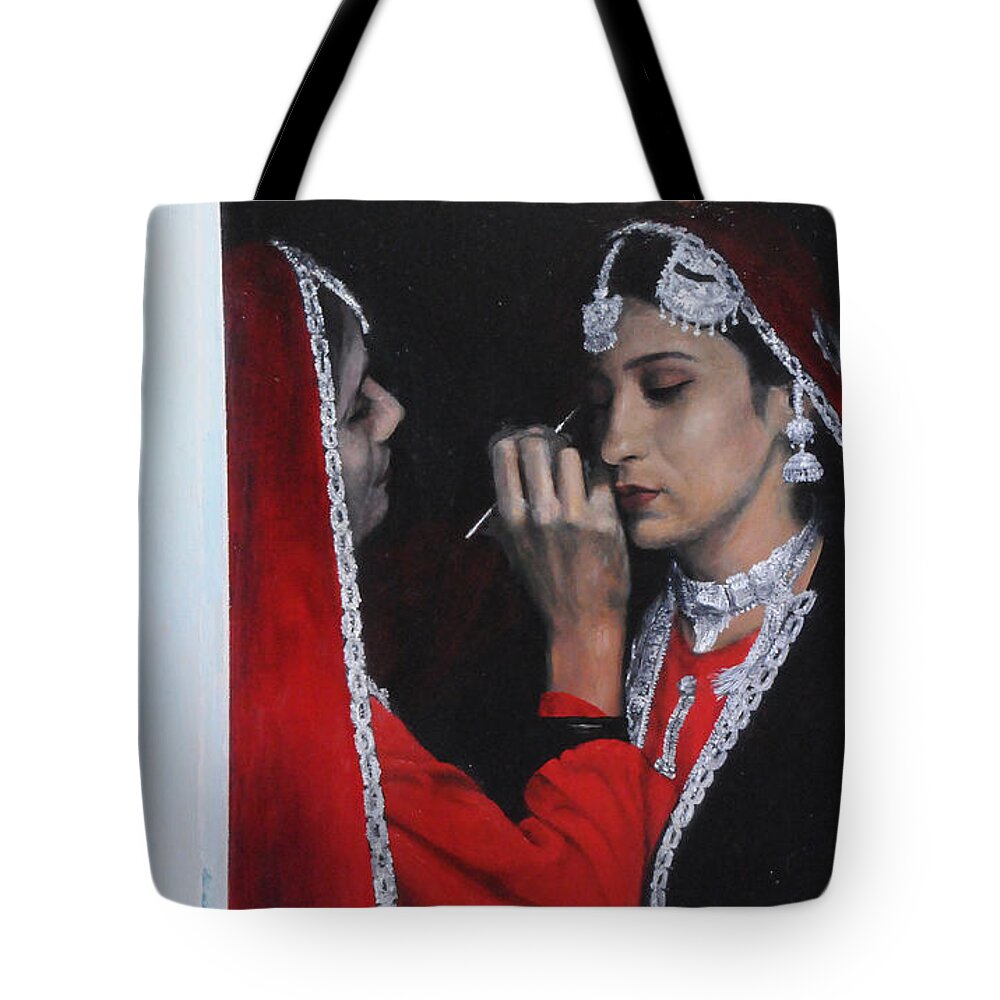 Indian Tote Bag featuring the painting Before the Dance at the National Eisteddfod by Harry Robertson