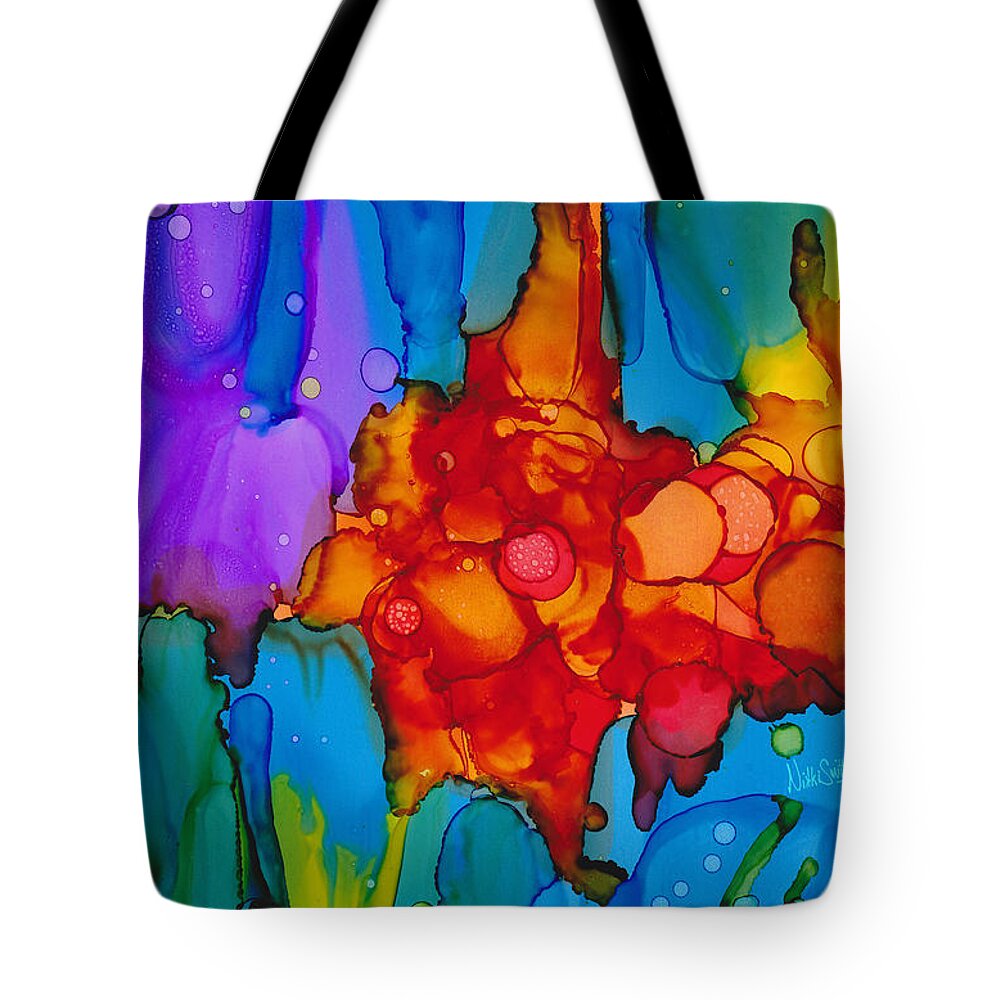 Abstract Tote Bag featuring the painting Beginnings Abstract by Nikki Marie Smith