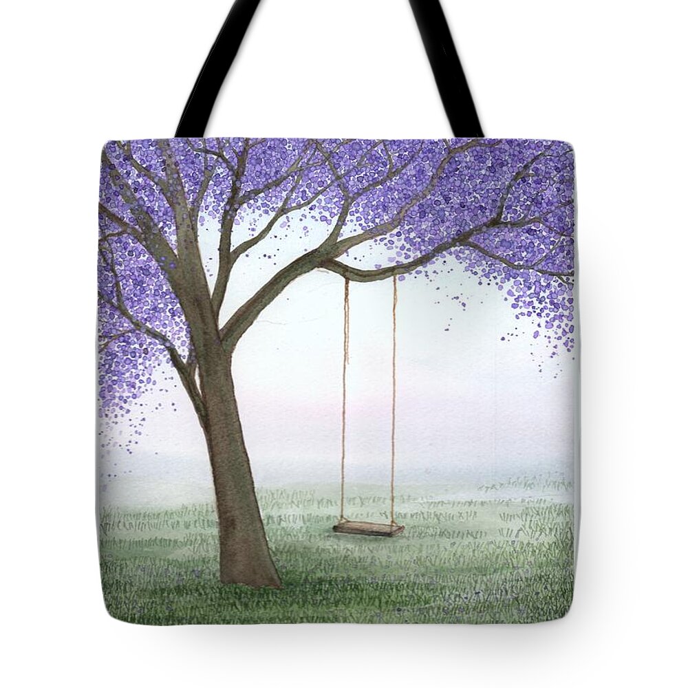 Jacaranda Tote Bag featuring the painting Beginnings of Spring by Hilda Wagner