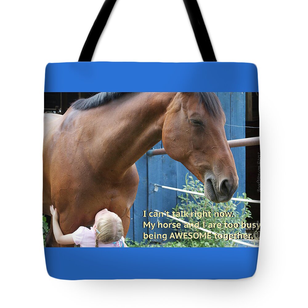 Horse Tote Bag featuring the photograph Being AWESOME with my Horse by Cindy Schneider