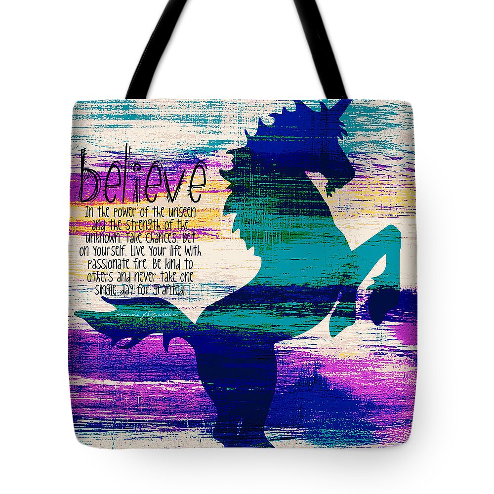 Brandi Fitzgerald Tote Bag featuring the digital art Believe in the Power of the Unseen v2 by Brandi Fitzgerald