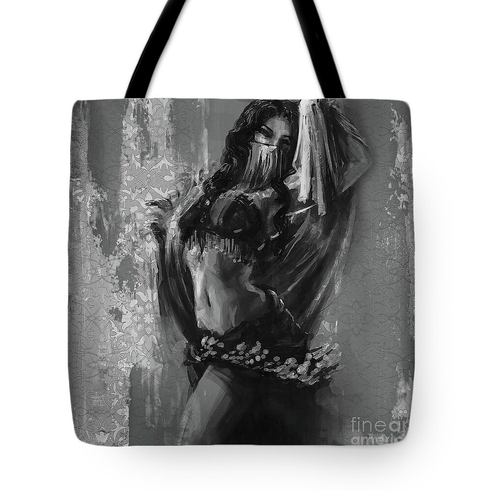 Arabian Tote Bag featuring the painting Belly dance 02a by Gull G