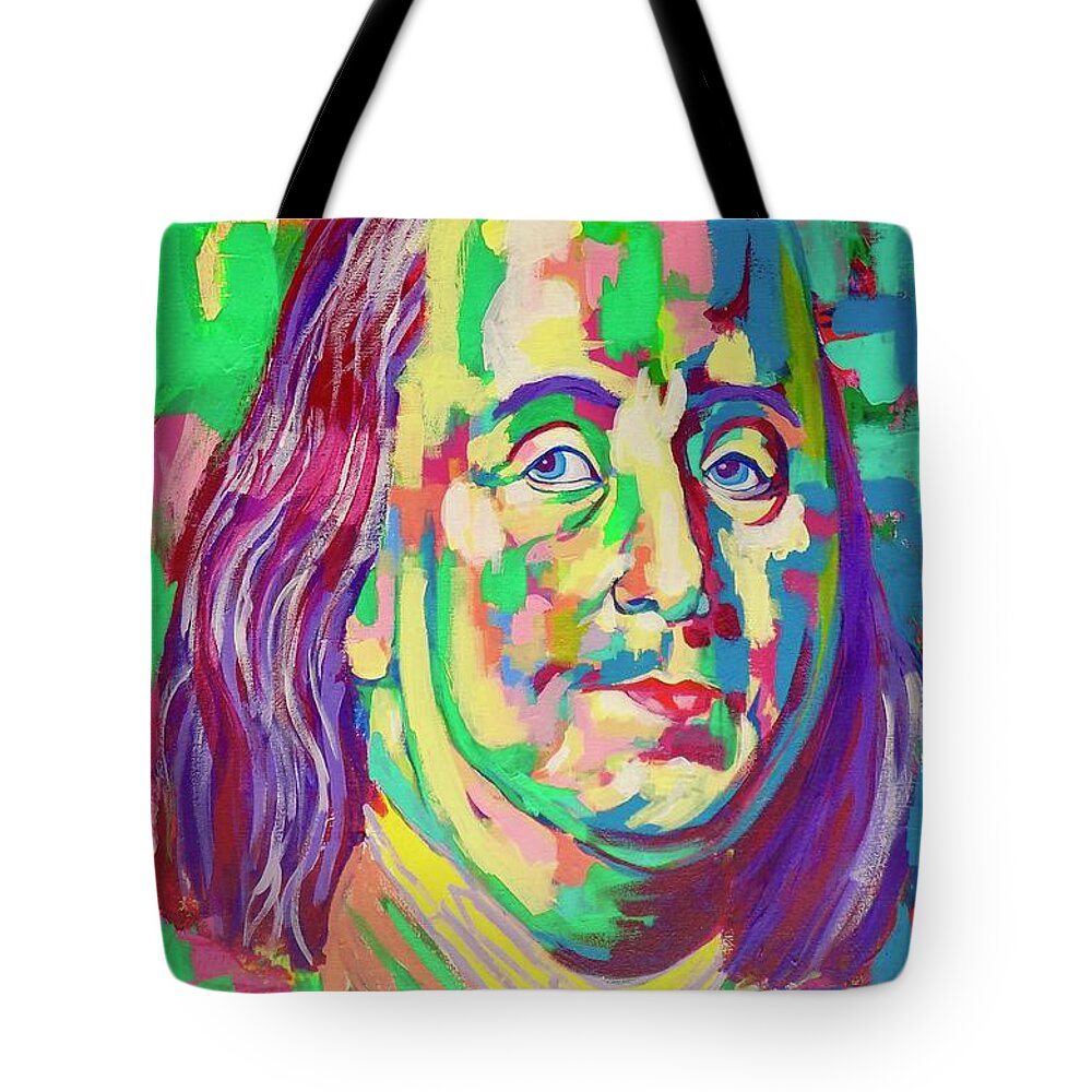 Benjamin Franklin Tote Bag featuring the painting Ben Franklin by Janice Westfall