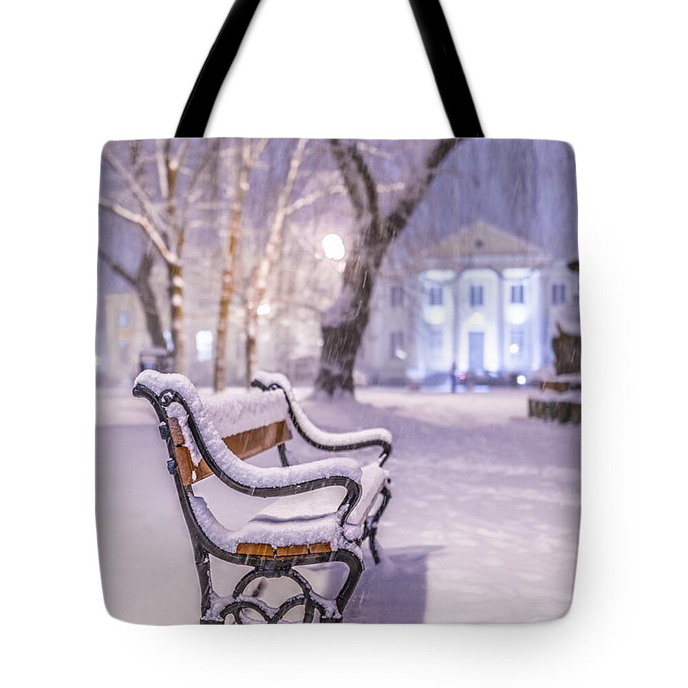 Bench Tote Bag featuring the photograph Bench by Jaroslaw Grudzinski