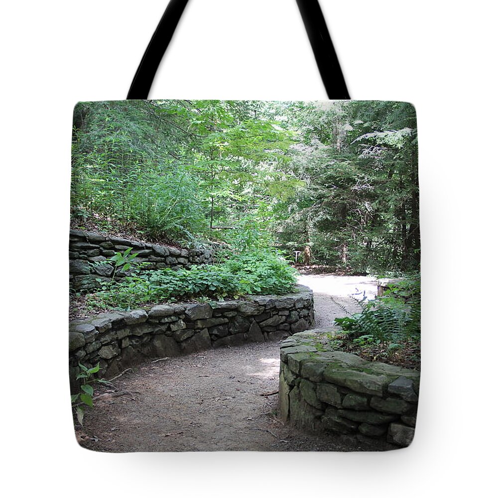 Path Tote Bag featuring the photograph Bend in the Path by Allen Nice-Webb