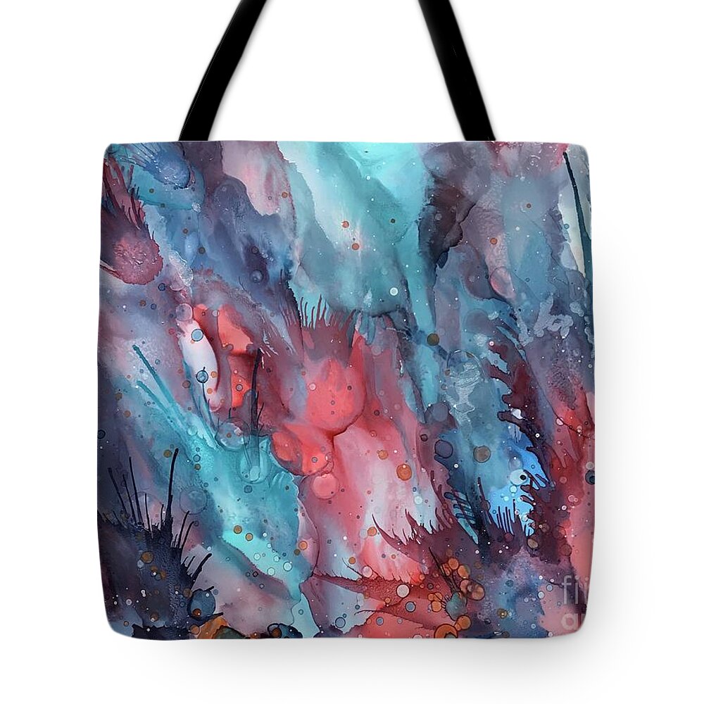 Water Landscape Tote Bag featuring the painting Beneath the Skiff by Nancy Koehler